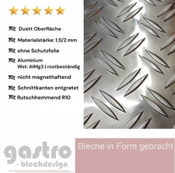 Preview: 1,5-2mm Alu Duett Riffelblech Tränenblech Warzenblech